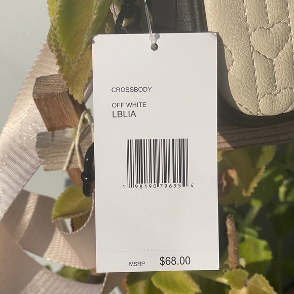 LUV BETSEY By Betsey J Cream and Black Quilted Crossbody Bag with Heart Design - Picture 9 of 12